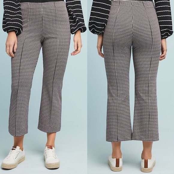 Eva Franco Anthropologie Houndstooth Crop Flare Pants - Picture 3 of 5